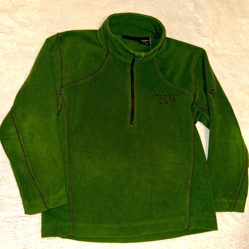 MOUNTAIN HARDWARE BOYS GREEN 1/4 ZIP FLEECE PULLOVER XS 6 7 EUC